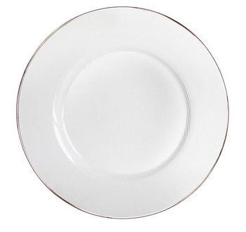 Coast 2 Coast Collection Clear Glass Charger with Platinum Rim